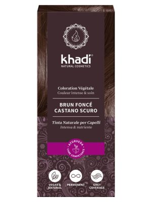 Khadi tinta vegetale per capelli col. Castano Scuro gr. 100