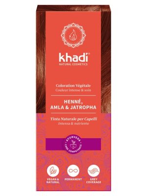 Khadi  tinta vegetale per capelli col. Rosso hennè, amla e jatropha gr. 100