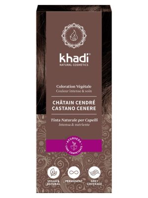 Khadi tinta vegetale per capelli col. Castano cenere gr. 100 - senza sfumature rosse