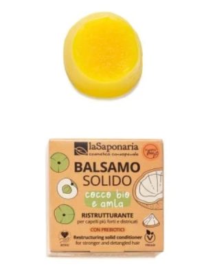 La Saponaria balsamo capelli solido ristrutturante cocco bio e amla gr. 40