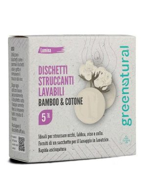 Greenatural Dischetti struccanti lavabili x 5 pz. in bamboo e cotone - linea Lumina