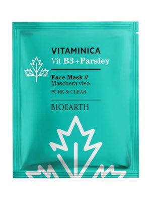 Bioearth maschera viso monouso in tessuto Pure & Clear Vitamina B3+Parsley - Linea Vitaminica ml. 15