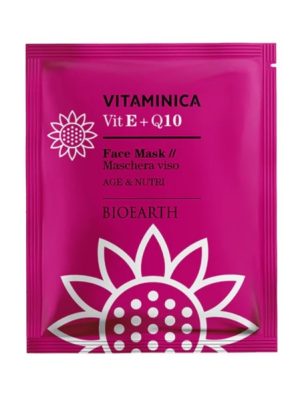 Bioearth maschera viso monouso in tessuto Age & Nutri Vitamina E + Q10 - Linea Vitaminica ml. 15