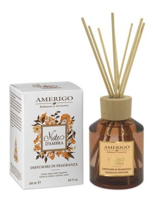 Amerigo Cosmesi diffusore profumo ambiente con bastoncini Note D'Ambra ml. 250