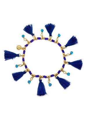 Vestopazzo bracciale elastico perline tassels Fiesta blu