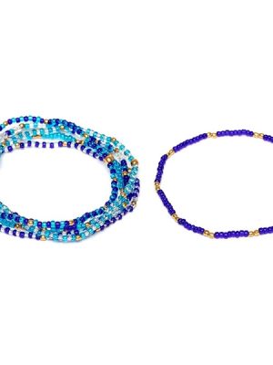 Vestopazzo set 6 bracciali elastico perline Fiesta blu
