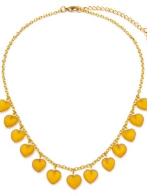 Vestopazzo collana pendenti Cuori col. ambra chiaro in Vetro 100% riciclato