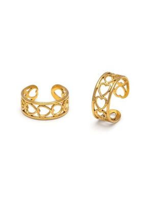 Vestopazzo anello Cuori fascia in acciaio gold plated