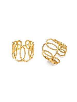Vestopazzo anello Ovali fascia in acciaio gold plated