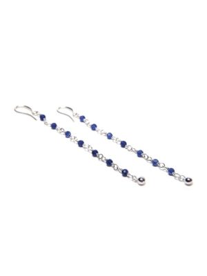 Vestopazzo orecchini catena gemme con pietra zaffiro ed elementi placcati argento - Gem collection