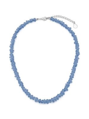 Vestopazzo collana pietre irregolari in vetro col. azzurro