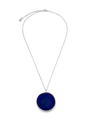 Vestopazzo collana tondo placca in vetro col. blu