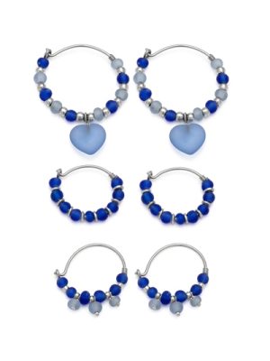 Vestopazzo tris orecchini cerchi mix vetro col. blu