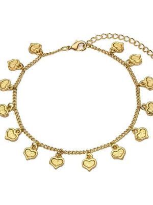 Vestopazzo cavigliera cuori pendenti in ottone