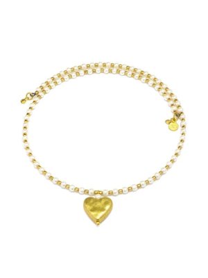 Vestopazzo choker con perle e cuore