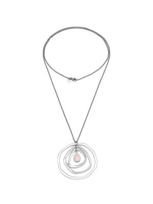 Vestopazzo collana lunga con pendente quarzo rosa