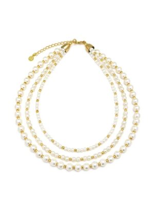 Vestopazzo collana 3 fili con perle e catena